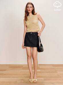 lacRébo Butter Yellow Floral Crochet Knit Top With Button Up Back Spring Summer Boho Cute See Through Top French Style Top Parisian Style - Yellow - View 4