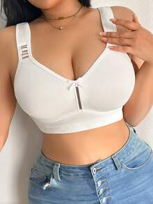DesireSculpt 1pc Plus Size Wireless Bra - White - View 3