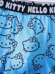 HELLO KITTY AND FRIENDS | SHEIN 男士舒适卡通印花平角内裤 - 藍色 - 查看 5