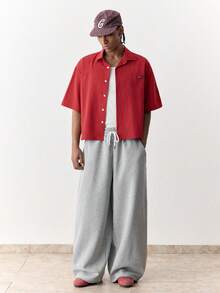 SWAVVY Men's Striped Casual Short Sleeve Shirt - Red - View 3