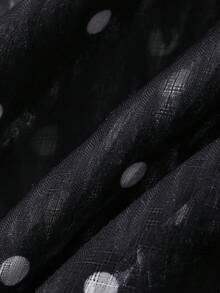 FRIFUL Áo kiểu nữ màu trắng trơn, chất liệu vải mỏng nhẹ, họa tiết chấm bi xếp lớp, dáng rộng, thoải mái, có nơ buộc cổ. - màu đen - Xem 6