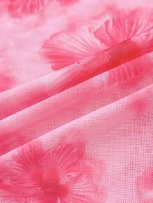 SHEIN 少女碎花比基尼套装，两件套泳衣，适合海滩度假 - 粉色 - 查看 6