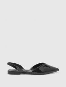 CUCCOO BIZCHIC Giày sandal Baotou bằng da bóng, màu đen, kiểu dáng công sở mùa hè, gót nhọn, gót thấp, đế bằng. - màu đen - Xem 1