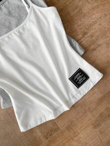 SHEIN EZwear Bộ 3 áo hai dây dệt kim dành cho nữ - Nhiều màu - Xem 6