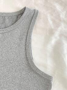 Conjunto de 7 piezas de camisetas sin mangas de punto acanalado de unicolor para niño preadolescente, básicos versátiles y cómodos para usar por capas, adecuados para todas las estaciones, conjunto de camisetas de tirantes para niño preadolescente de vuelta al colegio - Multicolor - Ver 4
