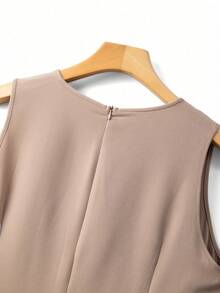 GlowEve CURVE Bộ 2 món cỡ lớn dành cho nữ: Áo khoác cardigan dài tay cổ chữ V đính hạt màu tương phản thanh lịch và váy maxi cổ tròn trang trí ngọc trai, phù hợp cho các dịp thường ngày, công sở và tiệc tùng vào mùa thu/đông - Màu Khaki - Xem 6