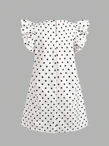 SHEIN 青少年女孩休閒極簡舒適收腰純色長洋裝 - 白色 - 查看 4