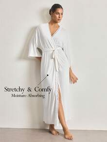 Ocili Comfortable Lace Robe For Women - White - View 2