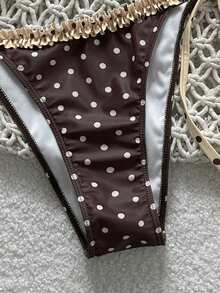 Swim Mod Women's Sweet Polka Dot Print Halter Bikini Set With Tie Side Bottoms, Suitable For Beach And Seaside In Spring/Summer - Multicolor - View 6