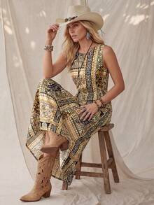 Wildy 休闲美式西部乡村复古佩斯利音乐节女式夏季基础款无袖连衣裙，带口袋，适合日常穿着和通勤。 - 彩色 - 查看 4