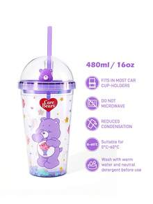 SHEIN X Care Bears 480毫升透明吸管杯 - 紫色 - 查看 2