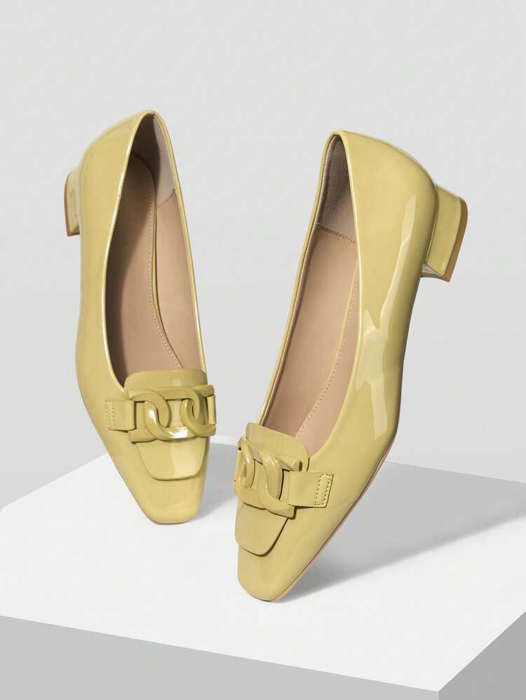 MINIMALIST SOLID COLOR SQUARE TOE FLAT WOMEN OFFICE SHOES, FOR VALENTINE'S DAY SPRING SHOES SPRING BREAK EASTER VALENTINE'S DAY SPRING SHOES