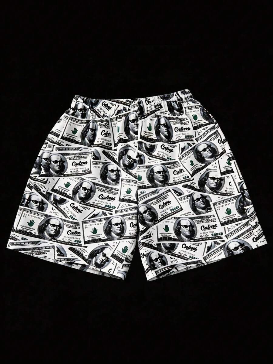 SHEIN 1件青少年男童梭织休闲短裤,火焰字母印花图案,FireSpring Wear品牌;青少年男童服装;青少年男童外套,春季返校季 - 彩色 - 查看 1