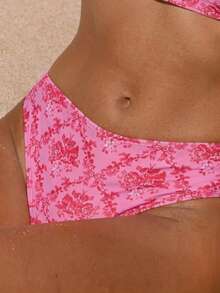 Swim Mod 女士夏季沙滩碎花比基尼两件式泳衣 - 粉色 - 查看 5