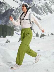 In My Nature Quần leo núi thường ngày dành cho nữ, có dây rút ở eo và có thể tháo rời. - Màu xanh Ô liu - Xem 3