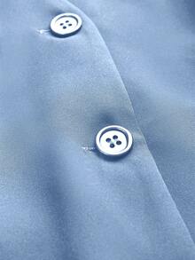 Qadelle Solid Color V-Neck Sleeveless Front Button Minimalist Fashion Vest - Baby Blue - View 5