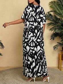 SHEIN Lady Women's Fashion Printed Dress - Black and White - View 2