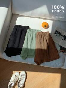 Comfortcana 3 chiếc quần short vải lanh nhiều màu sắc thời trang mới dành cho nữ - Nhiều màu - Xem 4