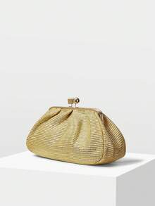 MOTF PREMIUM FASHION CLIP CLUTCH BAG, EXQUISITE PARTY PARTY AND DINNER BAG - Golden weave - View 2