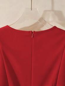 Vestido Corto Elegante y Romántico  para Vacaciones y Trabajo Diario para Mujer - Rojo - Ver 5