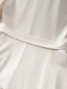 GlowEve CURVE 大码女式畅销纯色翻领长袖优雅女士套装裙和西装外套两件套 - 杏色 - 查看 6