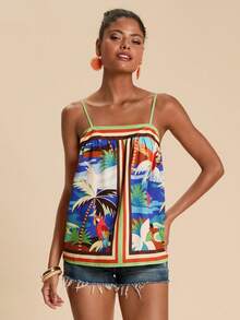 Travachic Tropical Print Camisole For Vacation & Leisure - Multicolor - View 6