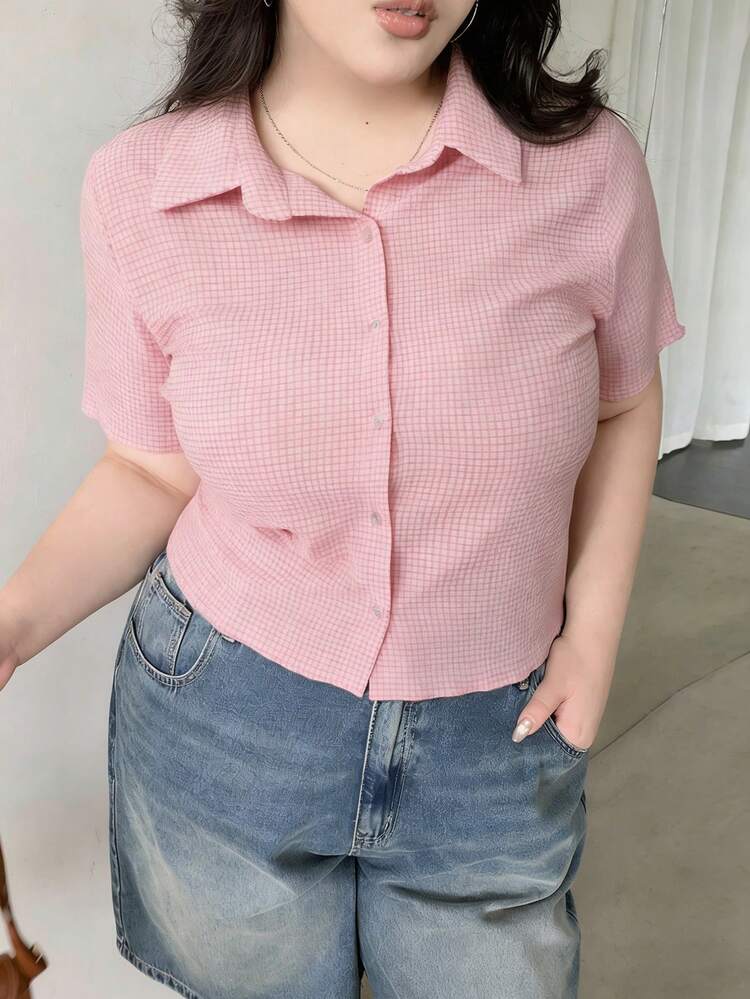 Dazy Plus Textured Fabric Fitted Short Sleeve T-Shirt, Spring/Summer