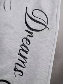 STYNVO Plus Size Men's Casual Elastic Waist Drawstring Letter Print Sweatpants - Grey - View 4