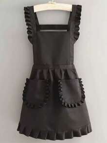 Women's Princess Apron – Ruffled Hem Adjustable Waist, Breathable H-Line Silhouette, Machine Washable For Kitchen Salon - Multicolor - View 8