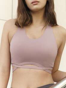 Nöista Gerippter Sport-BH mit gekreuzten Rückenträgern, stylisch und stützend. Perfekt für Sommeroutfits, Frühlingsoutfits für Frauen, Outfits, Gym, Studio-Workouts und lässige Sportbekleidung. - Grau - Übersicht 6