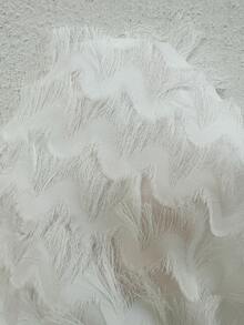 Sunnyshic Đầm ngắn dáng chữ A ren xếp ly gợi cảm cho nữ, thích hợp cho kỳ nghỉ biển. - trắng - Xem 7