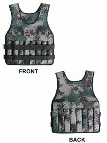 Verstellbare Gewichtsweste 20kg/44lbs Maximallast - Gewichtsweste für Männer & Frauen, ideal für Muskeltraining, Fitness, Gewichtsverlusts, Laufen, Aerobic, Krafttraining, Camouflage/Schwarz, Trainings-Weste mit verstellbarem Gewicht - Verschiedenfarbig - Übersicht 4