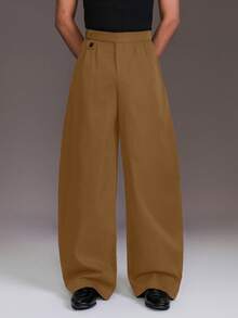 STYNVO Men's Solid Color Casual Loose Pocket Pants, Versatile - Brown - View 6