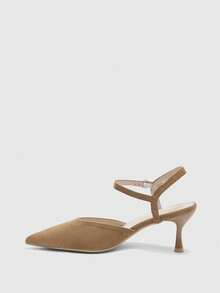 CUCCOO BIZCHIC Women's Pointed Toe Suede Light Brown Classic Commute Daily Versatile High Heel Pumps - Light brown - View 3