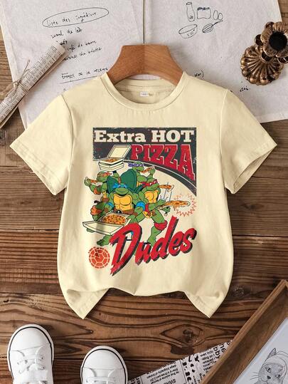 TEENAGE MUTANT NINJA TURTLES | SHEIN Teen Mutant Turtles Round Neck Short Sleeve Casual T-Shirt For Young Boys