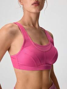 Loungeista Bra Olahraga Wanita Ukuran Plus WINGSLOVE, Desain Tanpa Kawat & Tanpa Bantalan, Cakupan Penuh, Tali Lebar & Bentuk U di Bagian Belakang, Bernapas & Nyaman untuk Lari & Olahraga - Hot Pink - View 4