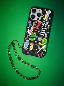Rick and Morty X SHEIN 酷炫黑色手机壳保护套，带手机挂绳，适用于 11-17 Pro Max - 彩色 - 查看 2