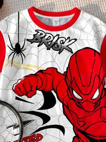 SHEIN Baby Boy Casual Minimalist Top Suitable For Spring & Summer, Classic Stylish Spider, Spider Web, Spider Hero Graphic Print - Multicolor - View 5