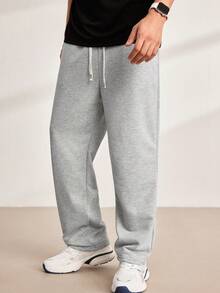 Driftmere 男士直筒针织裤，宽松休闲运动裤，适合春秋季穿着 - 淺灰色 - 查看 7