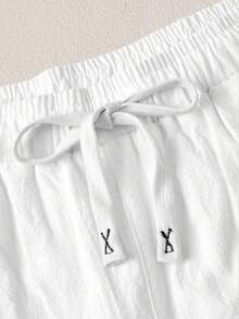Mercer Haus Men's 100% Cotton Wrinkle Loose Fit Casual Long Pants, Fall , Suitable For Summer Tropical Holiday Vacation In Hawaii. - White - View 5