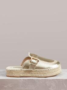 Styleloop Giày bệt nữ, giày lười, sandal đế bằng, giày mùa xuân/nghỉ lễ/lễ Phục Sinh, phong cách Bohemian, lễ hội âm nhạc, trang phục dự tiệc, phong cách Mỹ cổ điển. - Vàng - Xem 1