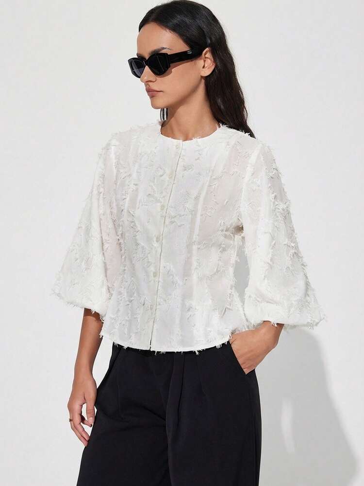 Aveloria Modichic New Tassel Jacquard Lantern Petal Sleeve