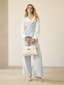MOTF BOLSO DE MANO PARA MUJER, EXQUISITO Y SENCILLO BOLSO DE GRAN CAPACIDAD PARA IR AL TRABAJO. - Beis - Ver 8