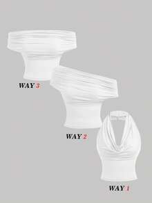 SHEIN MOD 2件套三穿女式休闲纯色修身上衣，C - 淺粉色 - 查看 3