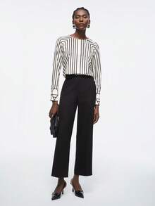 SHEIN BIZwear 女士竖条纹圆领衬衫，都市通勤办公商务休闲优雅正式上衣 - 彩色 - 查看 9
