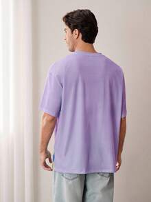 BABY SHARK X SHEIN Áo thun nam tay ngắn cổ tròn in hình hoạt hình phong cách thường ngày - Màu tím - Xem 3