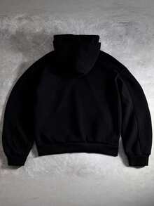 PAVTROS Áo Hoodie Nam Hai Mũ Kiểu Phối Đồ, Phong Cách Đường Phố, Rộng Rộng, Họa Tiết In Hình, Phối Đồ Đôi, Bạn Bè, "Tôi Yêu Bạn Trai Tôi", Phong Cách Đường Phố, Cặp Đôi, Thiết Kế Cấu Trúc, Họa Tiết Thêu, Mũ Đôi - màu đen - Xem 2