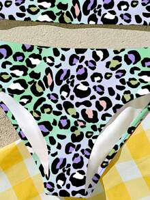 Bộ đồ bơi tankini họa tiết da báo tối giản, phong cách thường ngày dành cho bé gái tuổi teen, thích hợp cho mùa hè. - Nhiều màu - Xem 7