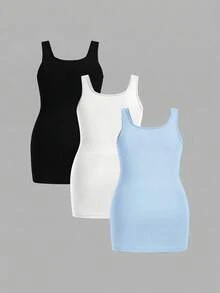SHEIN Essnce 大码女式纯色休闲百搭日常上衣 - 彩色 - 查看 2