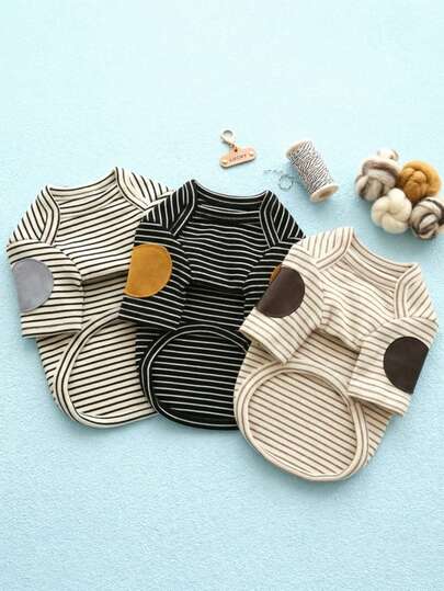 PETSIN 宠物服装：条纹卫衣，适合泰迪熊、比熊犬、约克夏梗犬、贵宾犬和小型犬（也适合猫狗）